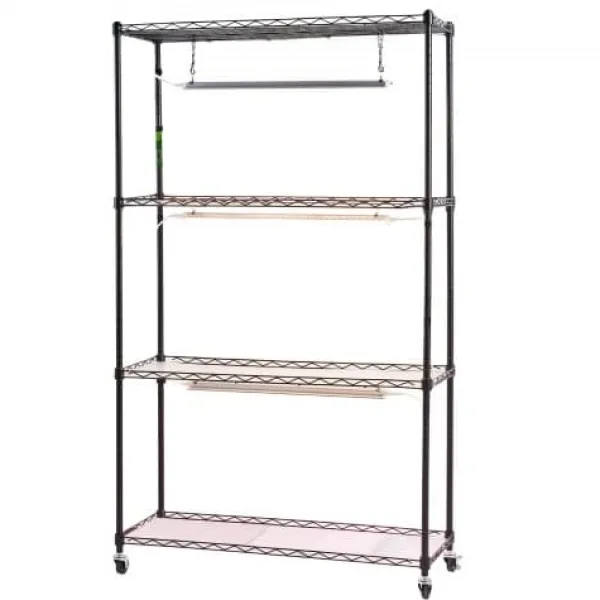 Plantestativer^Plantehylde, 4-niveaus indendørs planteholder med vækstlys, 90x35x150 cm, metal