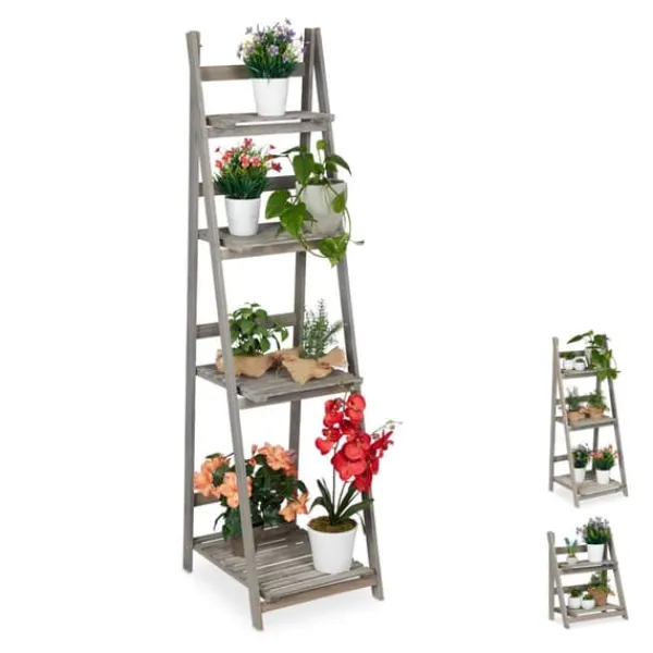 Discount Plantehylde, Træ, 160x41x50 cm, Grå Plantestativer
