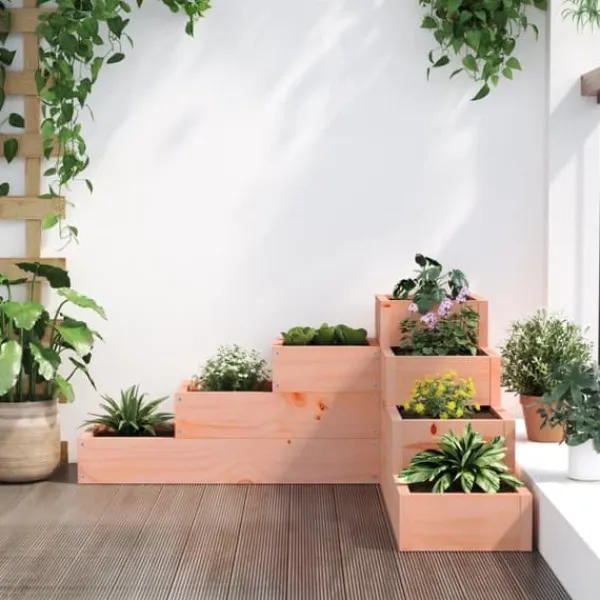 Clearance Plantekasse 4 niveauer i massivt douglasgran | Størrelse: 80,5x79x36 cm Plantningsbænke