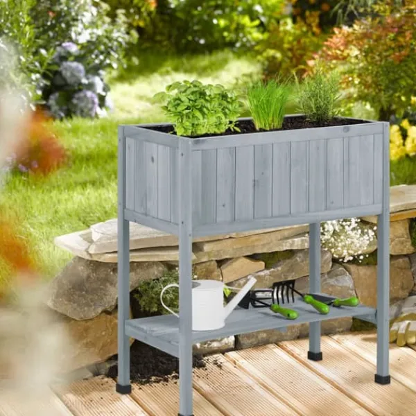 Outlet Plantekasse, Hævet Træ, 80.5x74x38 cm Plantningsbænke