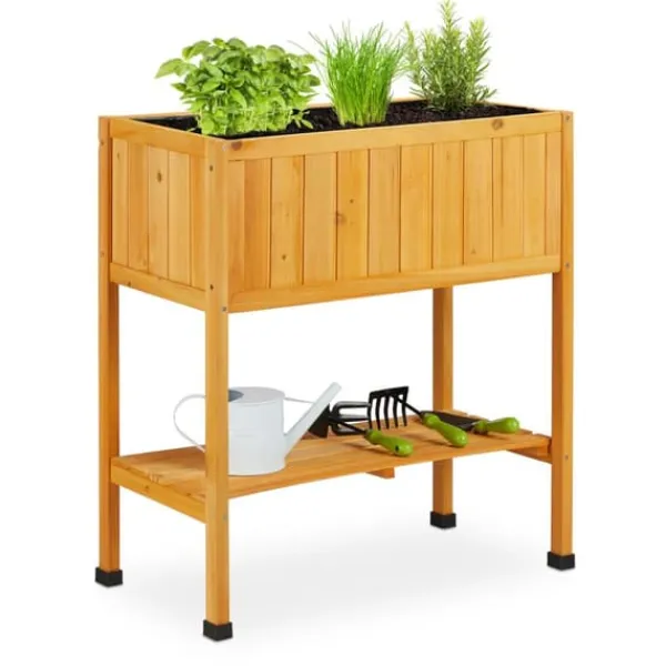 Plantekasse, Hævet træ, 80.5x74x38 cm Plantningsbænke