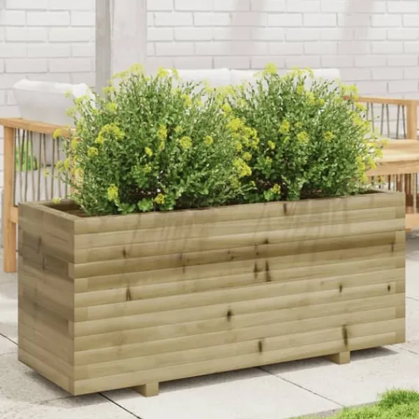 Plantningsbænke^Plantekasse i fyrretræ - Imprægneret og robust | Størrelse: 110x40x49,5 cm