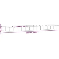 Plantningsbænke^Plantekasse i galvaniseret stål - Robust højbed til haven | Størrelse: 600x140x36 cm | Farve: Sølv
