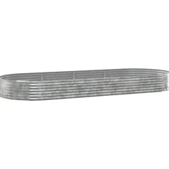 Plantningsbænke^Plantekasse i galvaniseret stål - Højbed til have & terrasse | Størrelse: 373x140x36 cm | Farve: Sølv