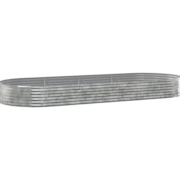 Plantningsbænke^Plantekasse i galvaniseret stål - Højbed til have & terrasse | Størrelse: 373x140x36 cm | Farve: Sølv