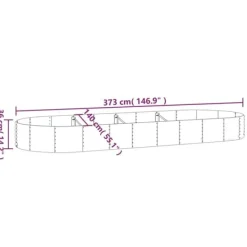 Plantningsbænke^Plantekasse i galvaniseret stål - Højbed til have & terrasse | Størrelse: 373x140x36 cm | Farve: Sølv