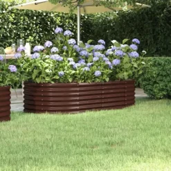 Plantningsbænke^Plantekasse i galvaniseret stål - Højbed til have og terrasse | Størrelse: 152x80x36 cm | Farve: Brun