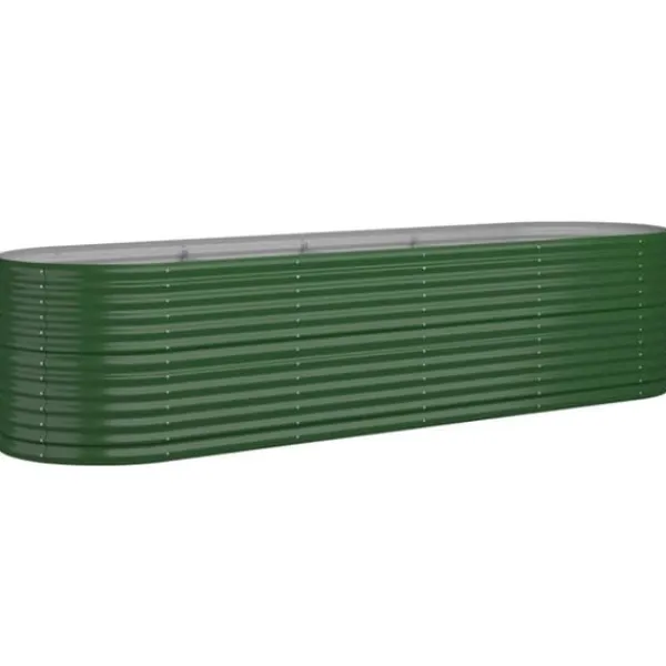 Plantningsbænke^Plantekasse i galvaniseret stål - Holdbar og vejrbestandig | Størrelse: 296x80x68 cm | Farve: Grøn