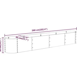 Plantningsbænke^Plantekasse i galvaniseret stål - Højbed til have og terrasse | Størrelse: 260x40x36 cm | Farve: Grå
