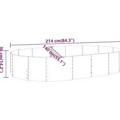 Plantningsbænke^Plantekasse i galvaniseret stål - Højbed til have og altan | 214x140x36 cm | Farve: Antracitgrå