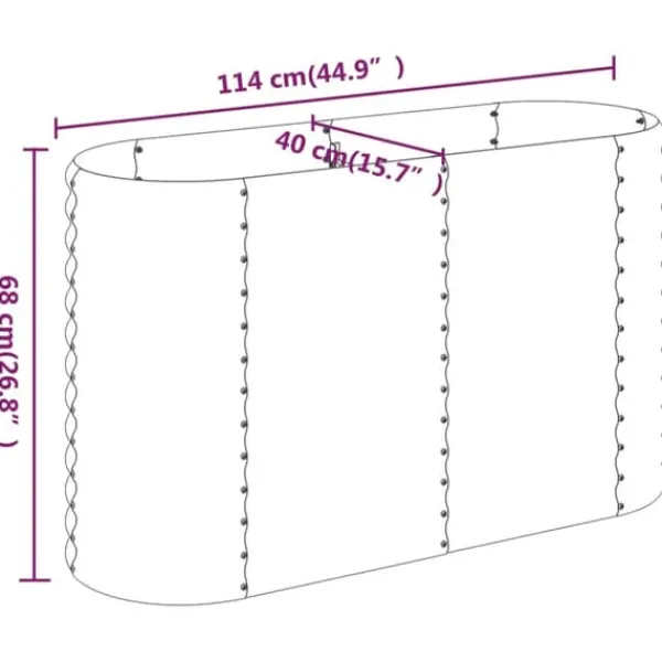 Plantningsbænke^Plantekasse i galvaniseret stål - Højbed | Størrelse: 114x40x68 cm | Farve: Sølv