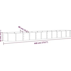 New Plantekasse i galvaniseret stål - Højbed til haven | Størrelse: 440x80x36 cm | Farve: Grå Plantningsbænke