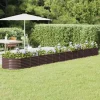 Plantningsbænke^Plantekasse i galvaniseret stål - Højbed til have | Størrelse: 512x80x36 cm | Farve: Brun