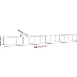 Plantningsbænke^Plantekasse i galvaniseret stål - Højbed til have | Størrelse: 512x80x36 cm | Farve: Brun