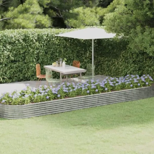 Sale Plantekasse i galvaniseret stål - Højbed tilhave og terrasse | Størrelse: 507x100x36 cm | Farve: Sølvfarvet Plantningsbænke