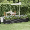 New Plantekasse i galvaniseret stål - Robust højbed | Farve: Antracitgrå | Størrelse: 249x100x36 cm Plantningsbænke