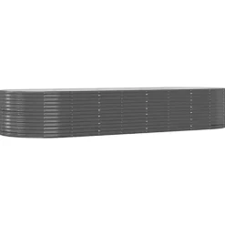 Best Plantekasse i galvaniseret stål - Højbed til have og terrasse | Størrelse: 367x140x68 cm | Farve: Antracitgrå Plantningsbænke
