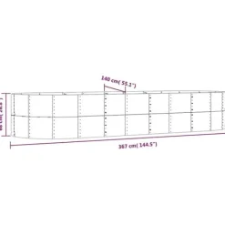 Best Plantekasse i galvaniseret stål - Højbed til have og terrasse | Størrelse: 367x140x68 cm | Farve: Antracitgrå Plantningsbænke