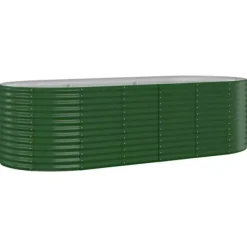 Plantningsbænke^Plantekasse i galvaniseret stål - Højbed til have og terrasse | Størrelse: 249x100x68 cm | Farve: Grøn