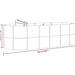 Plantningsbænke^Plantekasse i galvaniseret stål - Højbed til have og terrasse | Størrelse: 249x100x68 cm | Farve: Grøn