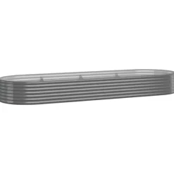 Plantningsbænke^Plantekasse i galvaniseret stål - Højbed | Størrelse: 322x100x36 cm | Farve: Grå