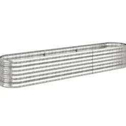 Plantningsbænke^Plantekasse i galvaniseret stål - Robust højbed | Størrelse: 224x40x36 cm | Farve: Sølv