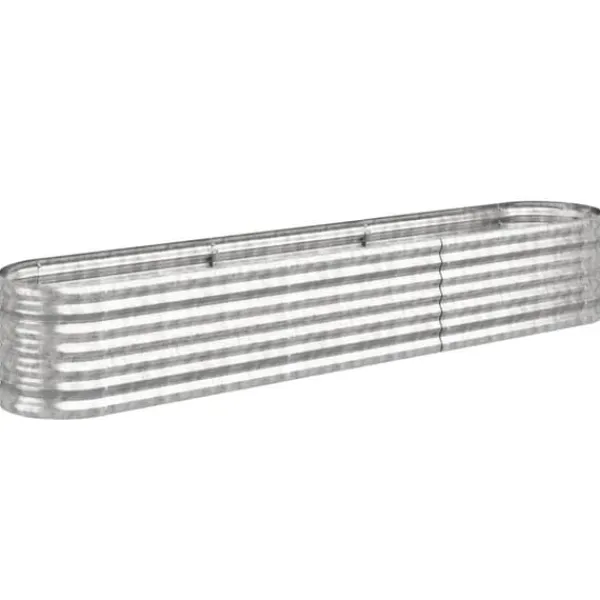 Plantningsbænke^Plantekasse i galvaniseret stål - Robust højbed | Størrelse: 224x40x36 cm | Farve: Sølv