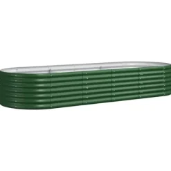 Plantningsbænke^Plantekasse i galvaniseret stål - Højbed til haver og terrasser | Størrelse: 224x80x36 cm | Farve: Grøn