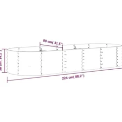 Plantningsbænke^Plantekasse i galvaniseret stål - Højbed til haver og terrasser | Størrelse: 224x80x36 cm | Farve: Grøn