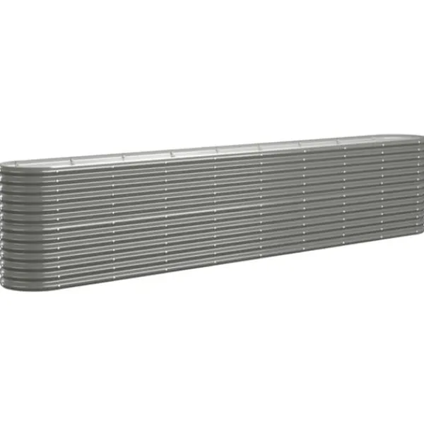 Best Plantekasse i galvaniseret stål - Højbed | Størrelse: 332x40x68 cm | Farve: Grå Plantningsbænke