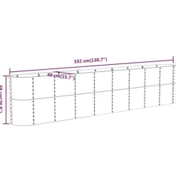 Best Plantekasse i galvaniseret stål - Højbed | Størrelse: 332x40x68 cm | Farve: Grå Plantningsbænke