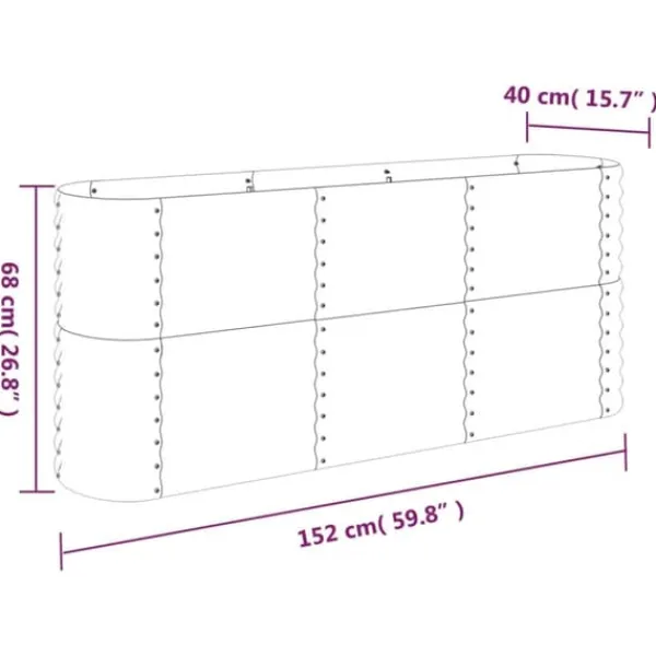 Plantningsbænke^Plantekasse i galvaniseret stål - Højbed | Farve: Antracitgrå | Størrelse: 152x40x68 cm