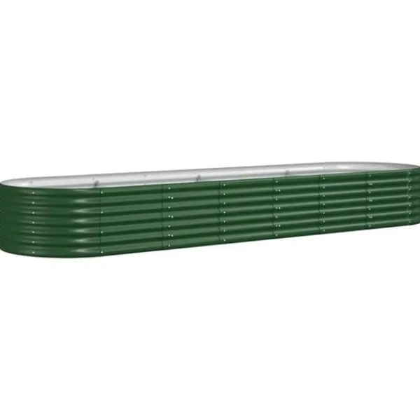 Plantningsbænke^Plantekasse i galvaniseret stål - Højbed til haven | Størrelse: 296x80x36 cm | Farve: Grøn