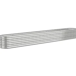 Plantningsbænke^Plantekasse i galvaniseret stål - Højbed | Størrelse: 332x40x36 cm | Farve: Sølv