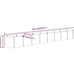 Plantningsbænke^Plantekasse i galvaniseret stål - Højbed | Størrelse: 332x40x36 cm | Farve: Sølv