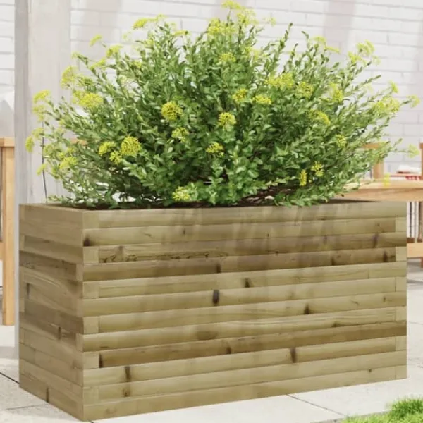 Sale Plantekasse i imprægneret fyrretræ - Robust og dekorativ | Størrelse: 90x40x45,5 cm Krukker & Plantebeholdere