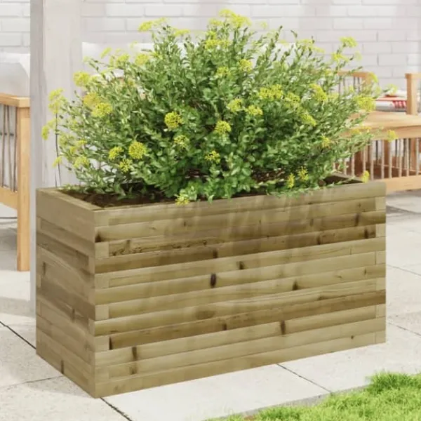Sale Plantekasse i imprægneret fyrretræ - Robust og dekorativ | Størrelse: 90x40x45,5 cm Krukker & Plantebeholdere