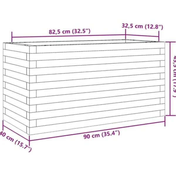 Sale Plantekasse i imprægneret fyrretræ - Robust og dekorativ | Størrelse: 90x40x45,5 cm Krukker & Plantebeholdere
