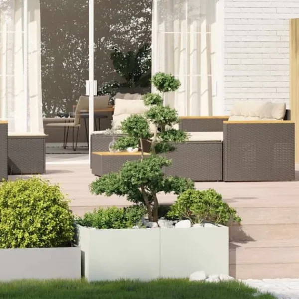 Krukker & Plantebeholdere^Plantekasse i koldvalset stål - Højbed til haver og terrasser | Størrelse: 100x100x40 cm | Farve: Hvid