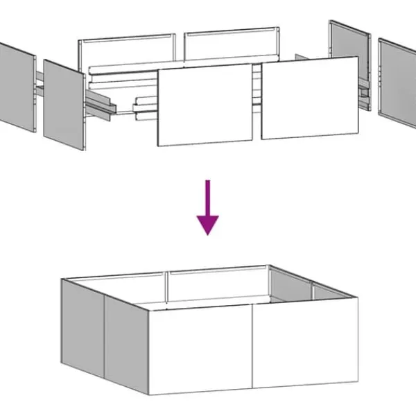 Krukker & Plantebeholdere^Plantekasse i koldvalset stål - Højbed til haver og terrasser | Størrelse: 100x100x40 cm | Farve: Hvid