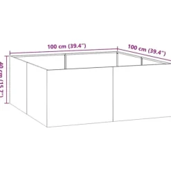 Krukker & Plantebeholdere^Plantekasse i koldvalset stål - Højbed til haver og terrasser | Størrelse: 100x100x40 cm | Farve: Hvid