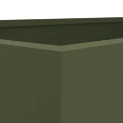 Plantekasse i koldvalset stål - Dekorativ til haven | Farve: Olivengrøn | Størrelse: 62x30x29 cm Plantningsbænke