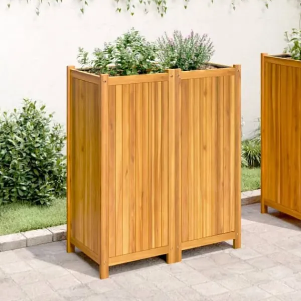 Krukker & Plantebeholdere^Plantekasse i massivt akacietræ med for - Dyrkning & Dekoration | Størrelse: 84x42x100 cm
