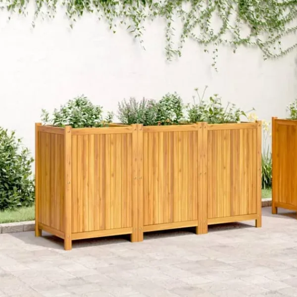 Plantningsbænke^Plantekasse i massivt akacietræ - Dekorativ med dræning | Størrelse: 150x50x75 cm