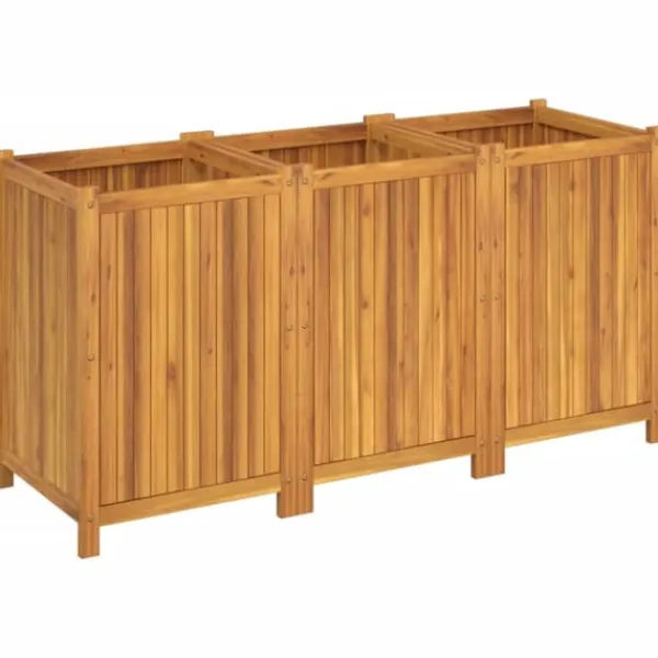 Plantningsbænke^Plantekasse i massivt akacietræ - Dekorativ med dræning | Størrelse: 150x50x75 cm