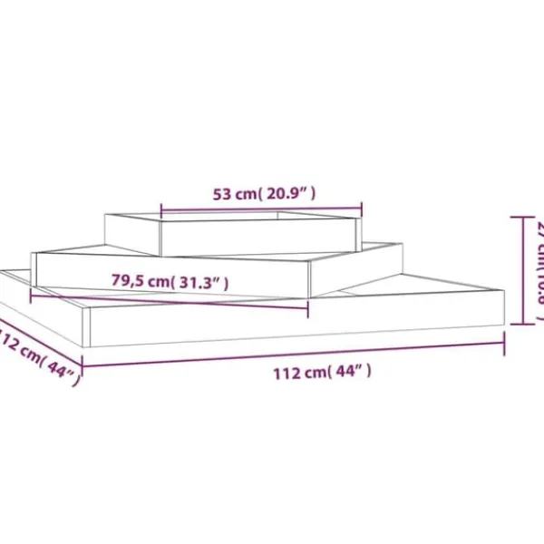 Online Plantekasse i massivt douglasgran - 3 niveauer | Størrelse: 112x112x27 cm Krukker & Plantebeholdere