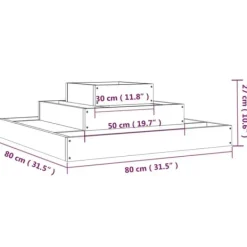 Clearance Plantekasse i massivt douglasgran - 3 niveauer | Størrelse: 80x80x27 cm Krukker & Plantebeholdere