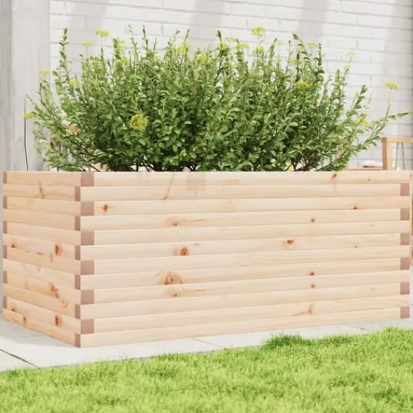 Sale Plantekasse i massivt fyrretræ - Robust og dekorativ | Størrelse: 110x60x45,5 cm Plantningsbænke