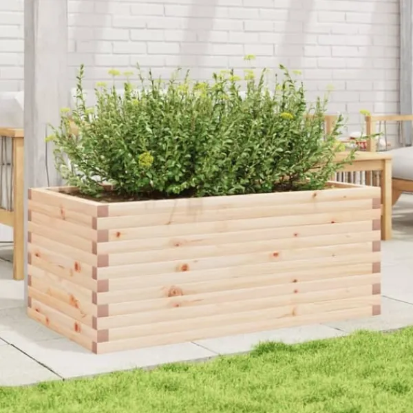 Sale Plantekasse i massivt fyrretræ - Robust og dekorativ | Størrelse: 110x60x45,5 cm Plantningsbænke
