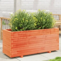 Krukker & Plantebeholdere^Plantekasse i massivt fyrretræ - Robuste blomsterkasser | Størrelse: 110x40x49,5 cm | Farve: Gyldenbrun